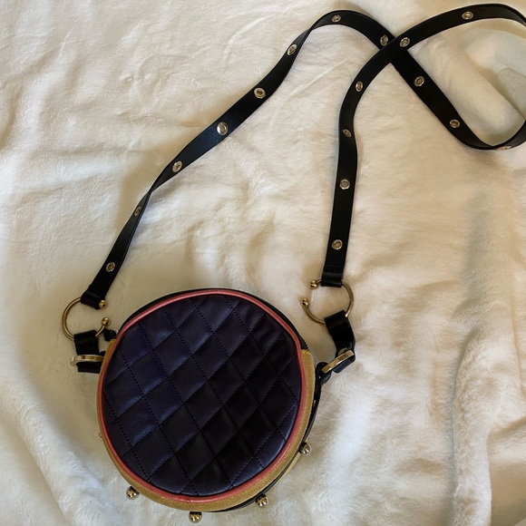 Missoni Black Calf Leather & Tan Suede Quilted Crossbody - Picture 2 of 8